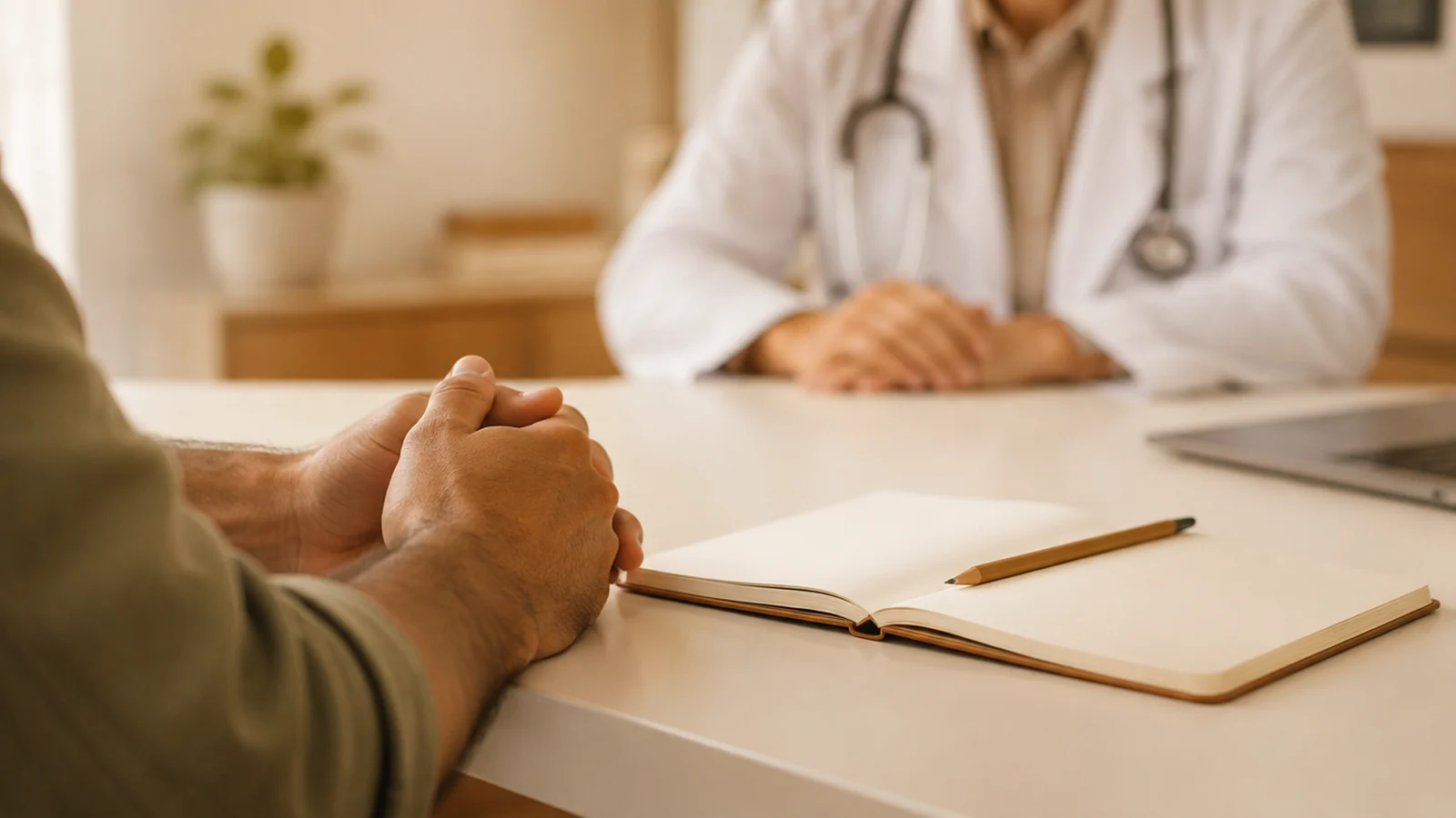 Paciente prepara dúvidas para conversar sobre um procedimento